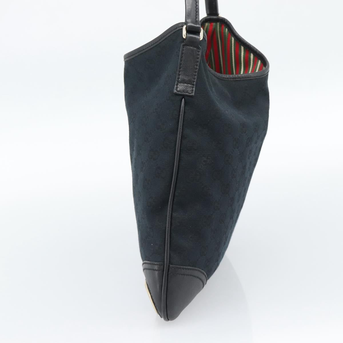 GUCCI GG Canvas Shoulder Bag Black Gold 169947 Auth 190317A