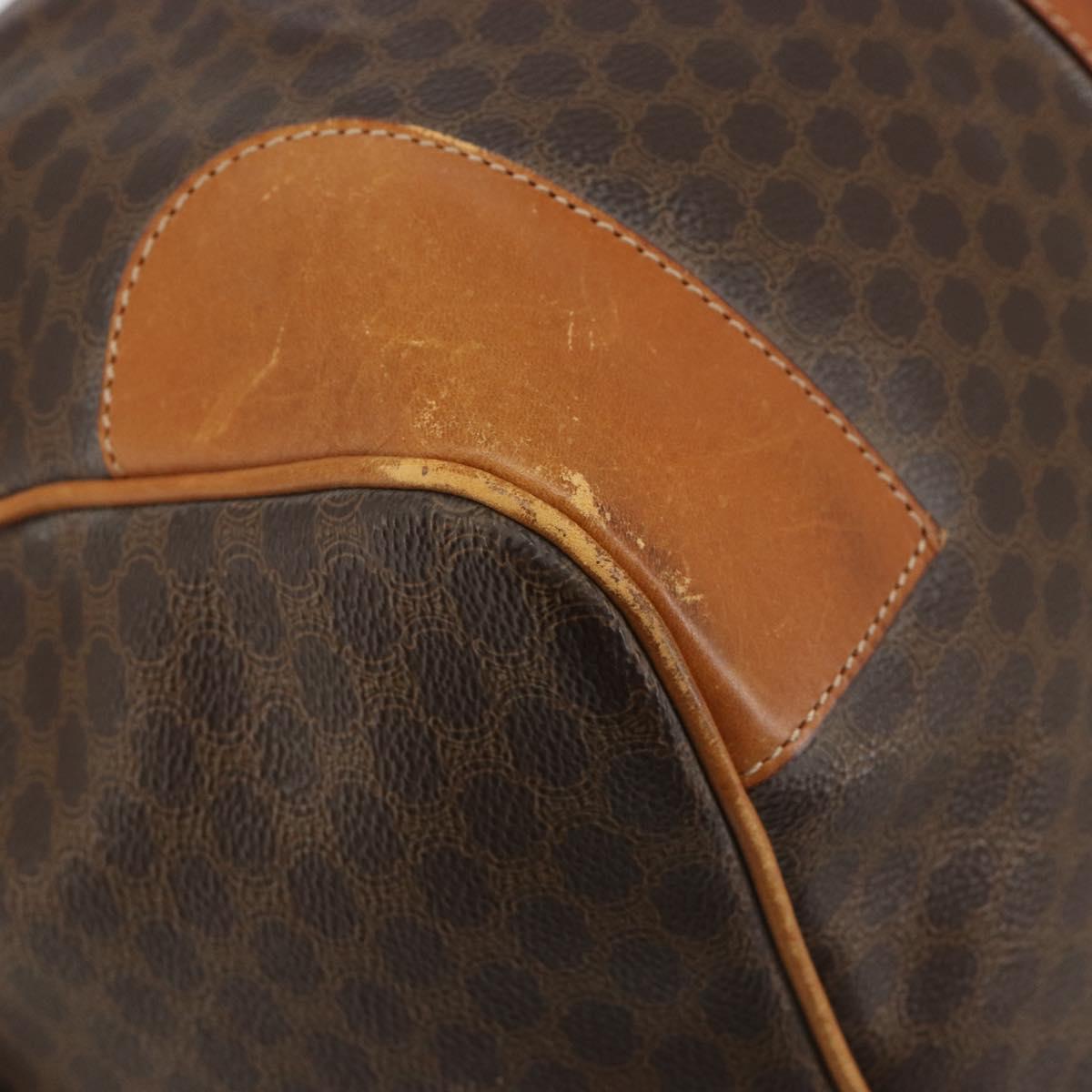CELINE Macadam Canvas Boston Bag PVC Leather Brown Gold Auth 190319