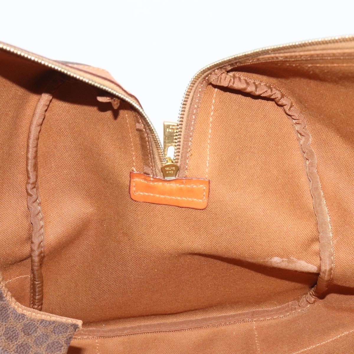 CELINE Macadam Canvas Boston Bag PVC Leather Brown Gold Auth 190319