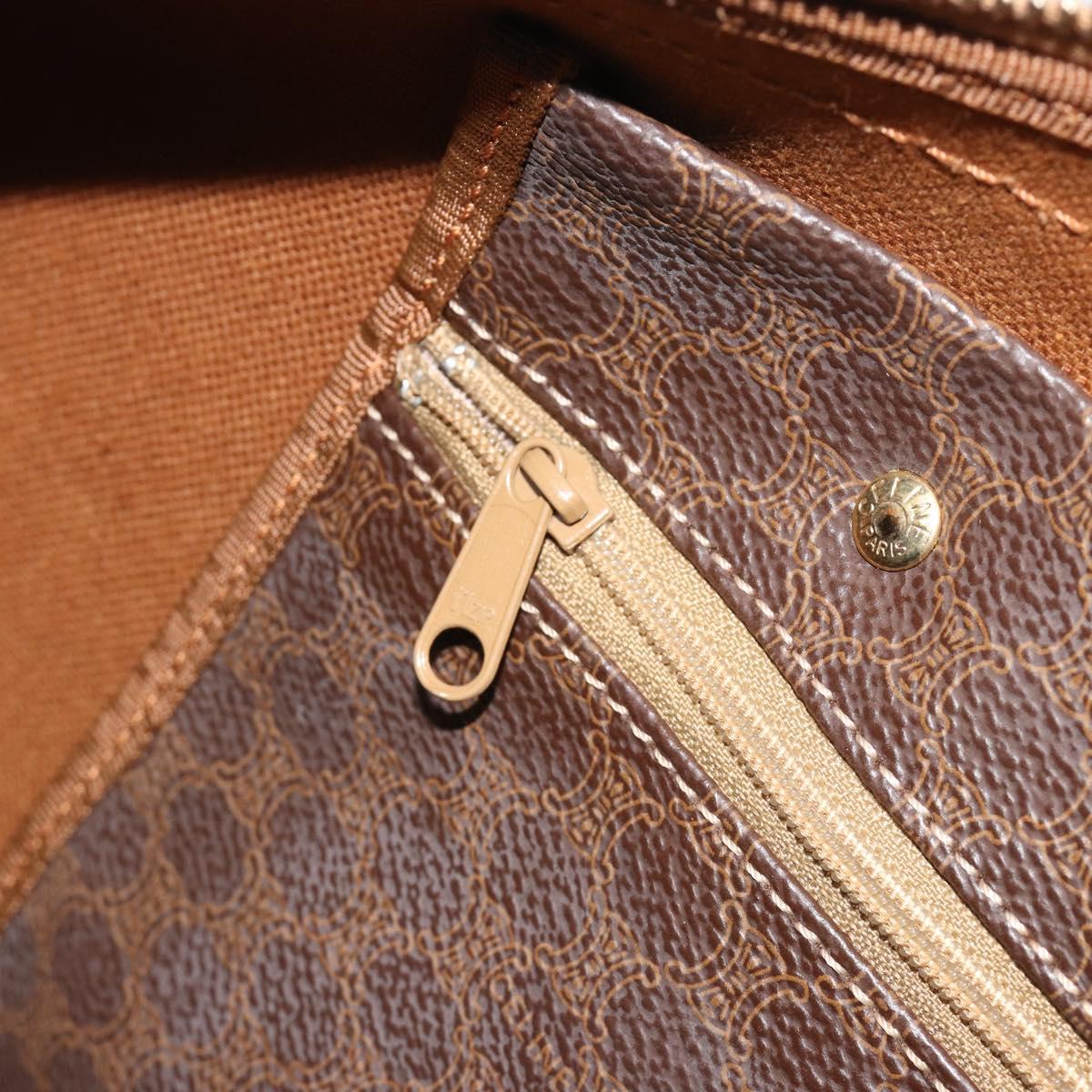 CELINE Macadam Canvas Boston Bag PVC Leather Brown Gold Auth 190319