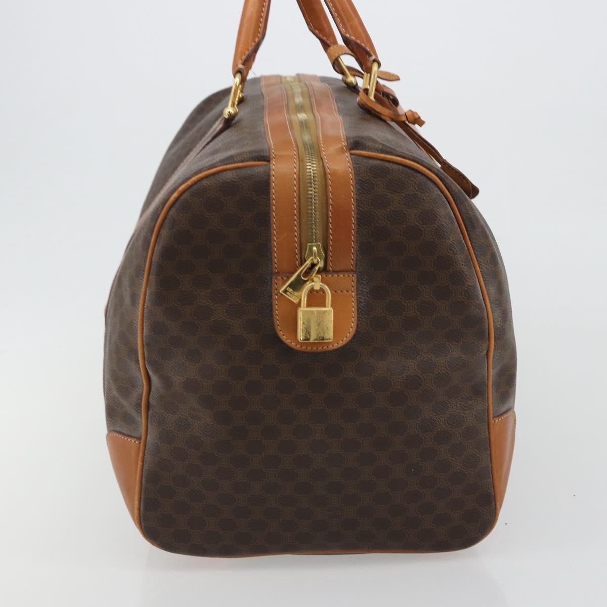 CELINE Macadam Canvas Boston Bag PVC Leather Brown Gold Auth 190319