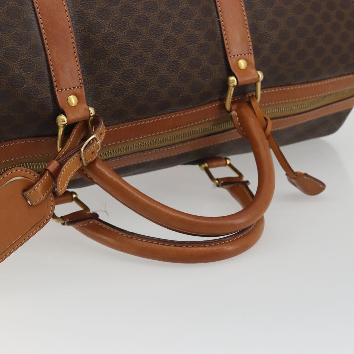 CELINE Macadam Canvas Boston Bag PVC Leather Brown Gold Auth 190319
