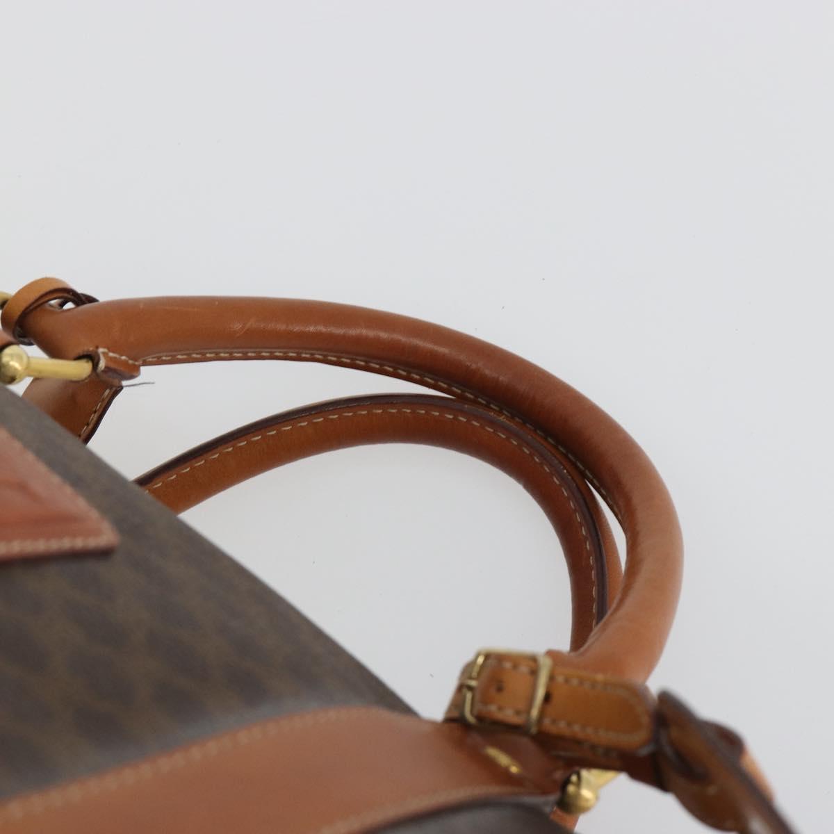 CELINE Macadam Canvas Boston Bag PVC Leather Brown Gold Auth 190319