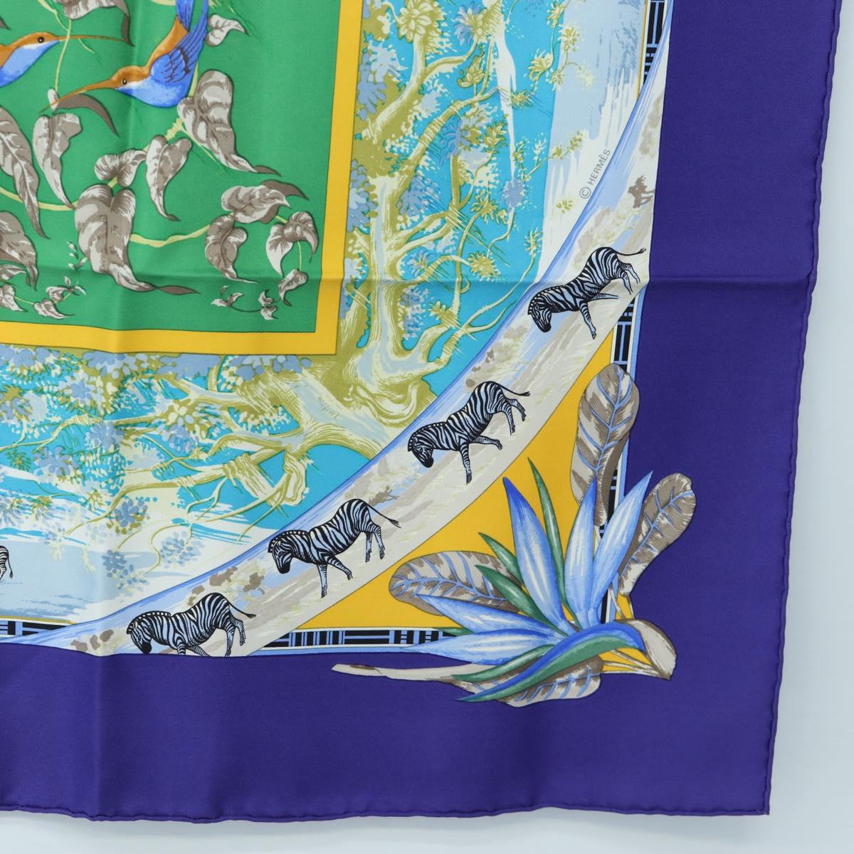 HERMES Carre 90 Scarf ”TROPIQUES” Silk Blue Auth 190320M