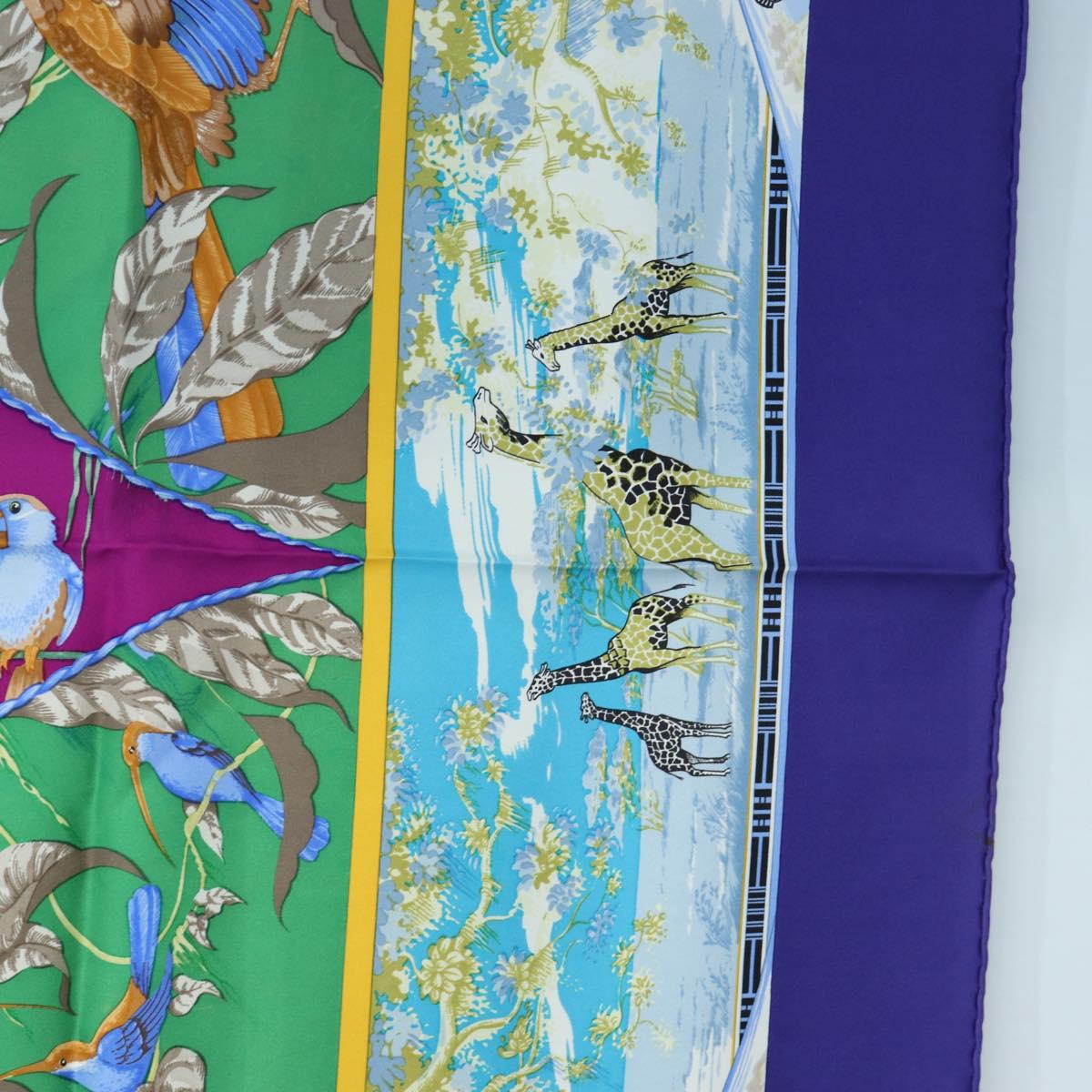 HERMES Carre 90 Scarf ”TROPIQUES” Silk Blue Auth 190320M