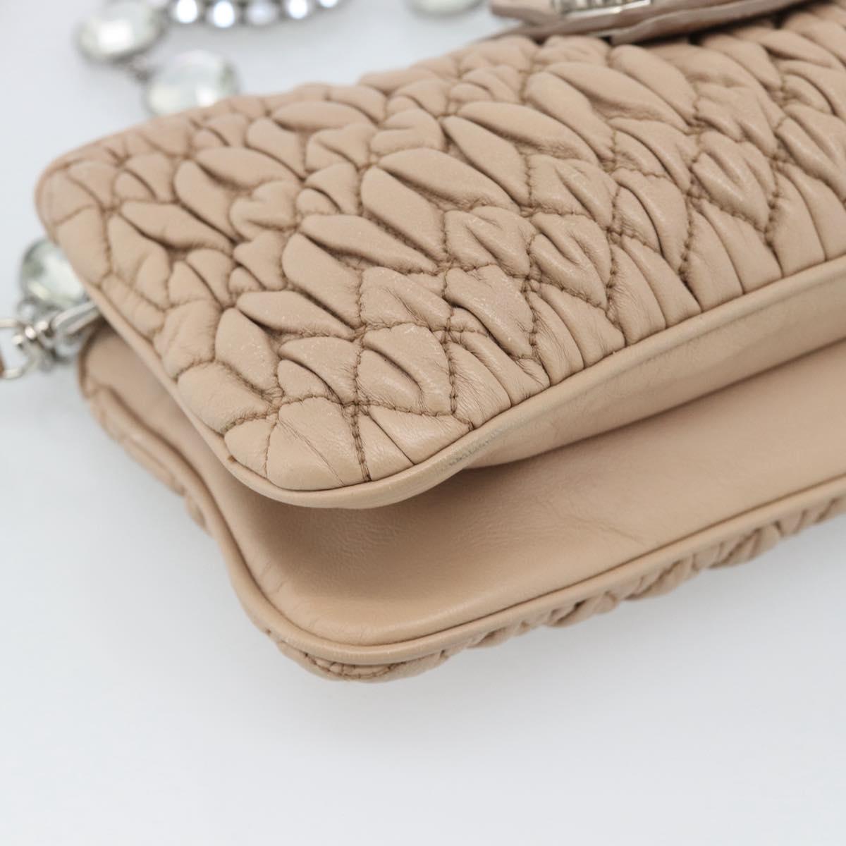 Miu Miu Matelasse Chain Shoulder Bag Leather 2way Pink Silver Auth 190321A