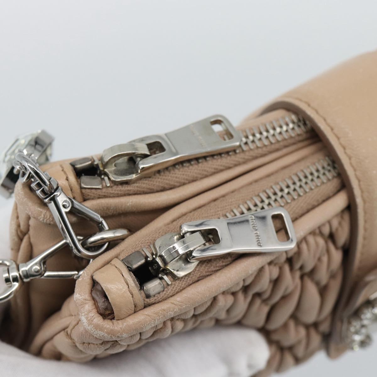 Miu Miu Matelasse Chain Shoulder Bag Leather 2way Pink Silver Auth 190321A