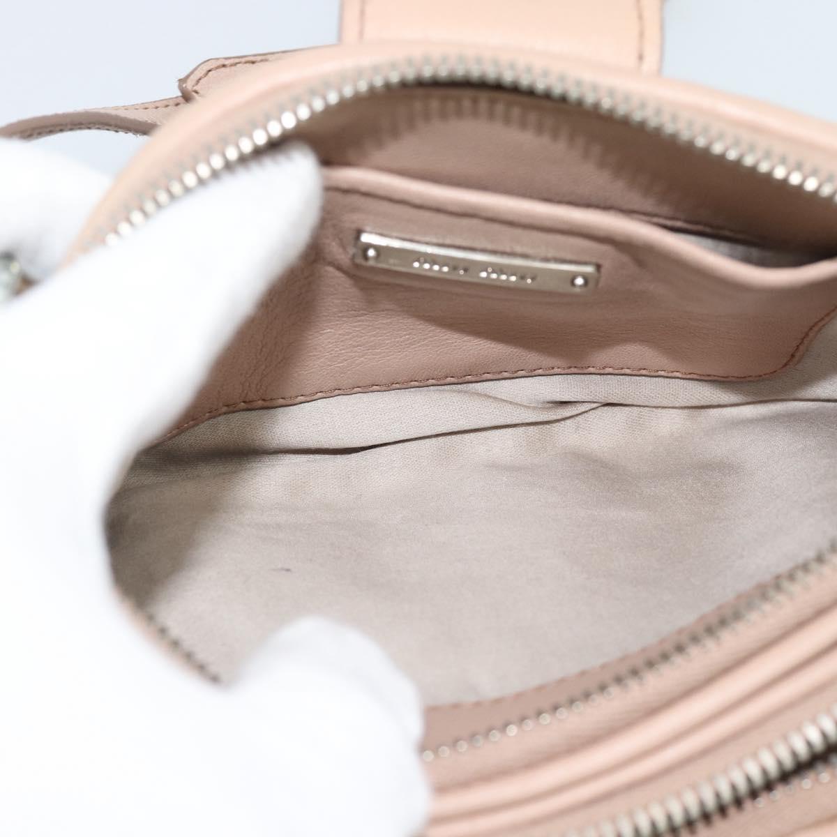 Miu Miu Matelasse Chain Shoulder Bag Leather 2way Pink Silver Auth 190321A