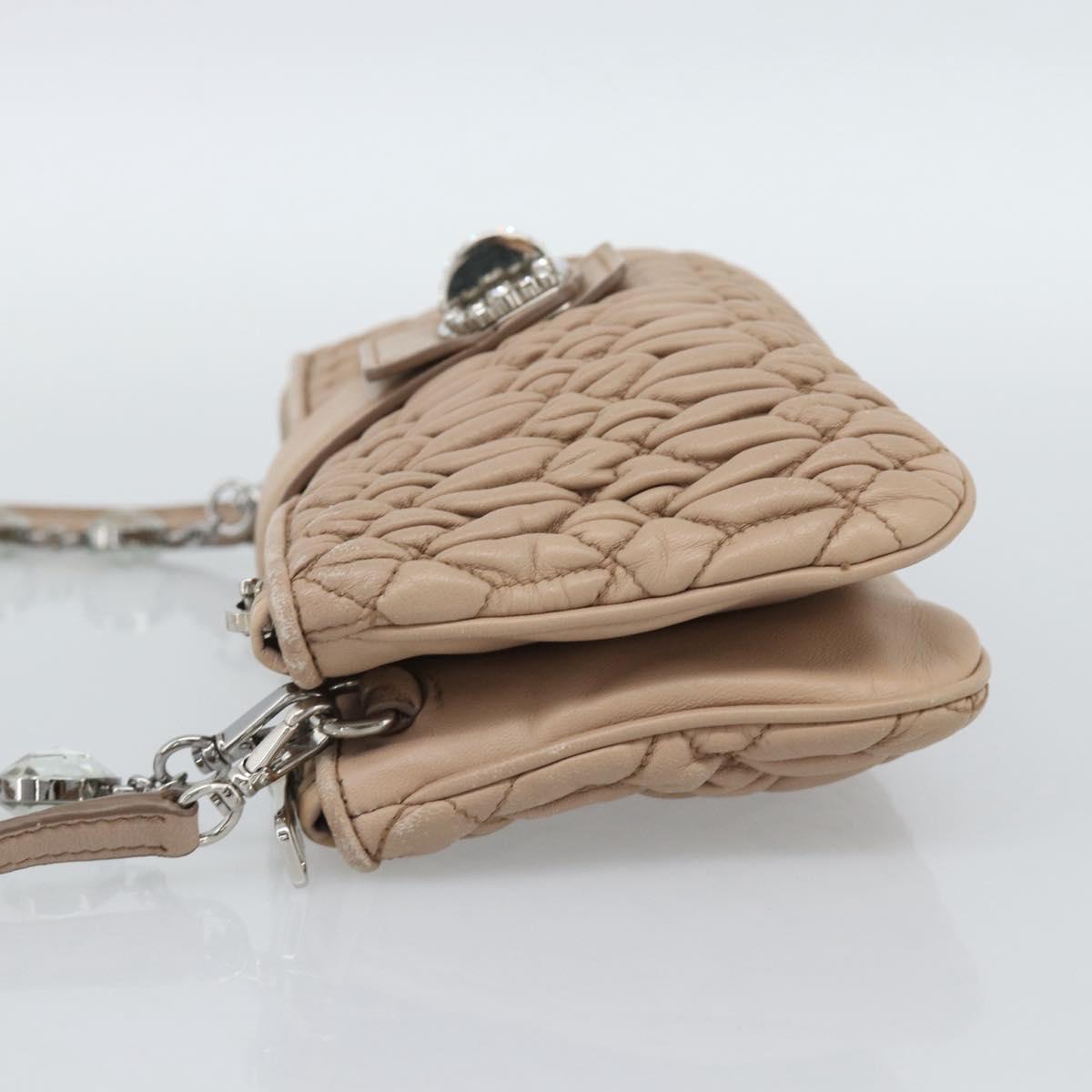 Miu Miu Matelasse Chain Shoulder Bag Leather 2way Pink Silver Auth 190321A