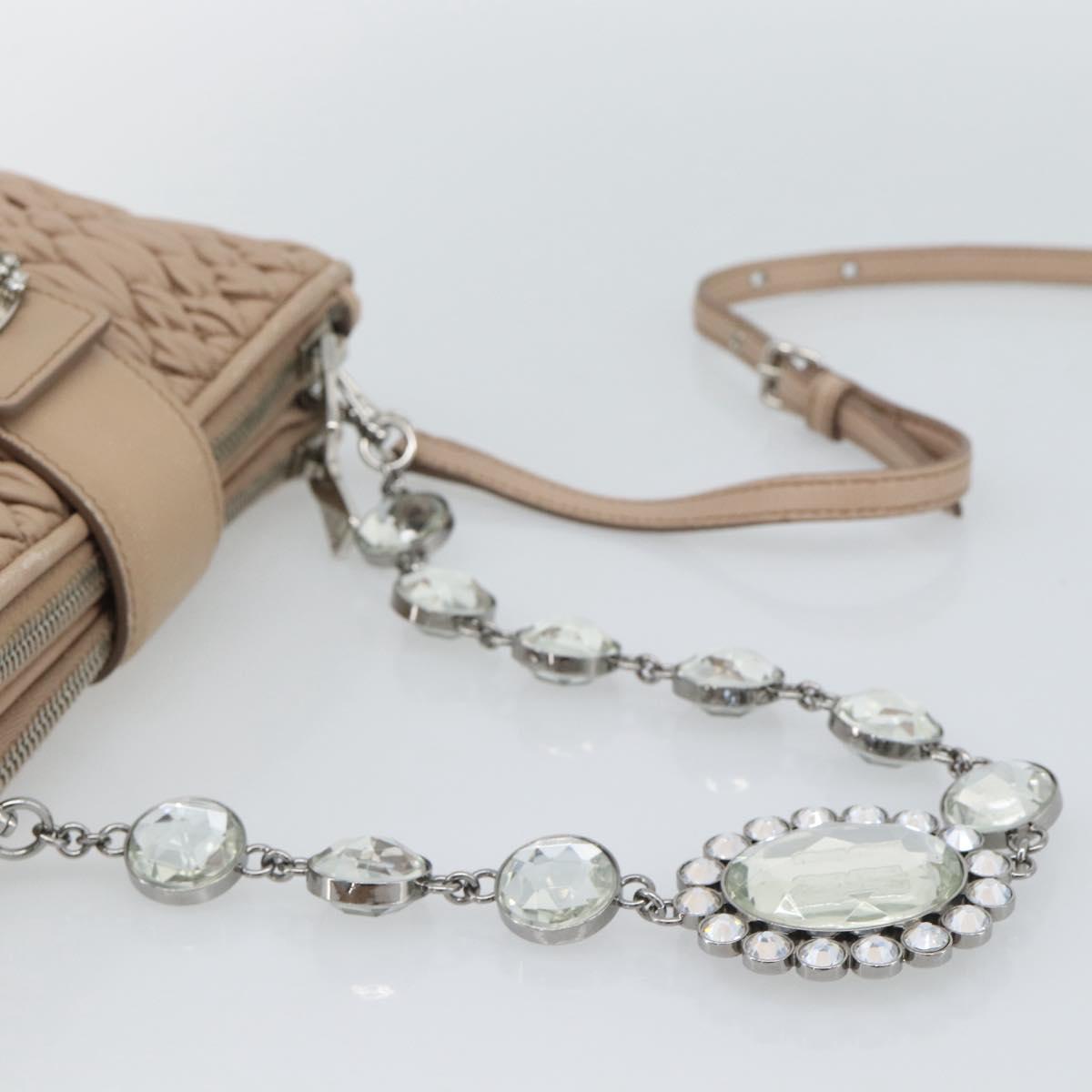 Miu Miu Matelasse Chain Shoulder Bag Leather 2way Pink Silver Auth 190321A