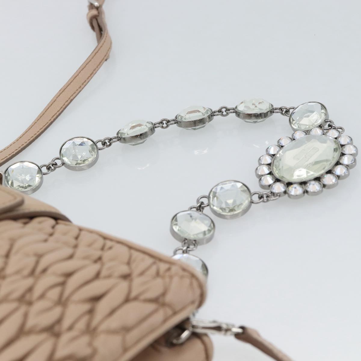 Miu Miu Matelasse Chain Shoulder Bag Leather 2way Pink Silver Auth 190321A