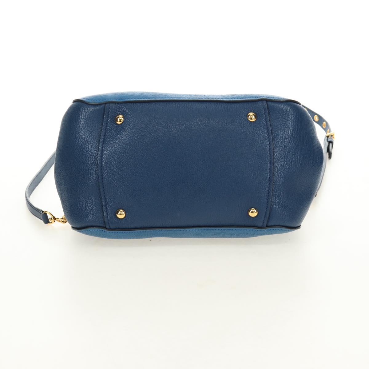 Miu Miu Hand Bag Leather 2way Blue Gold Auth 190326M