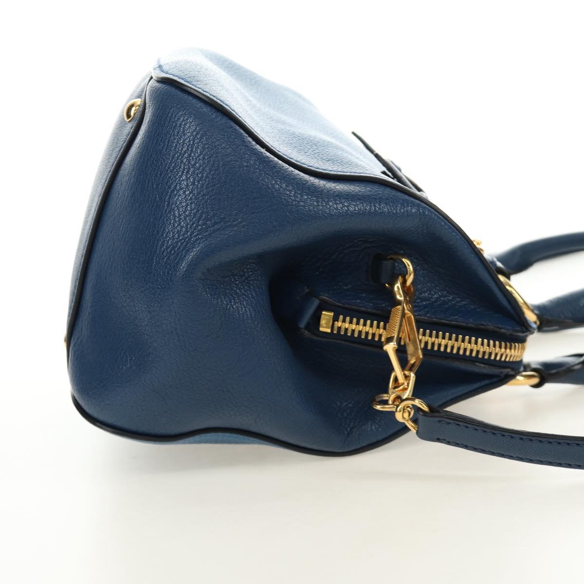 Miu Miu Hand Bag Leather 2way Blue Gold Auth 190326M
