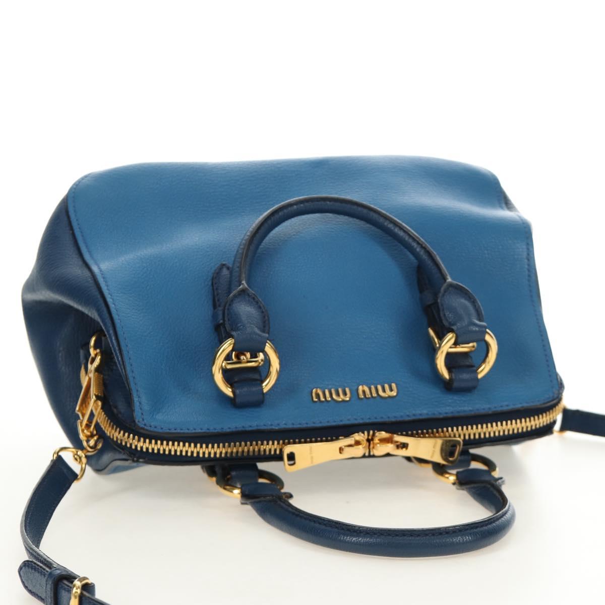 Miu Miu Hand Bag Leather 2way Blue Gold Auth 190326M