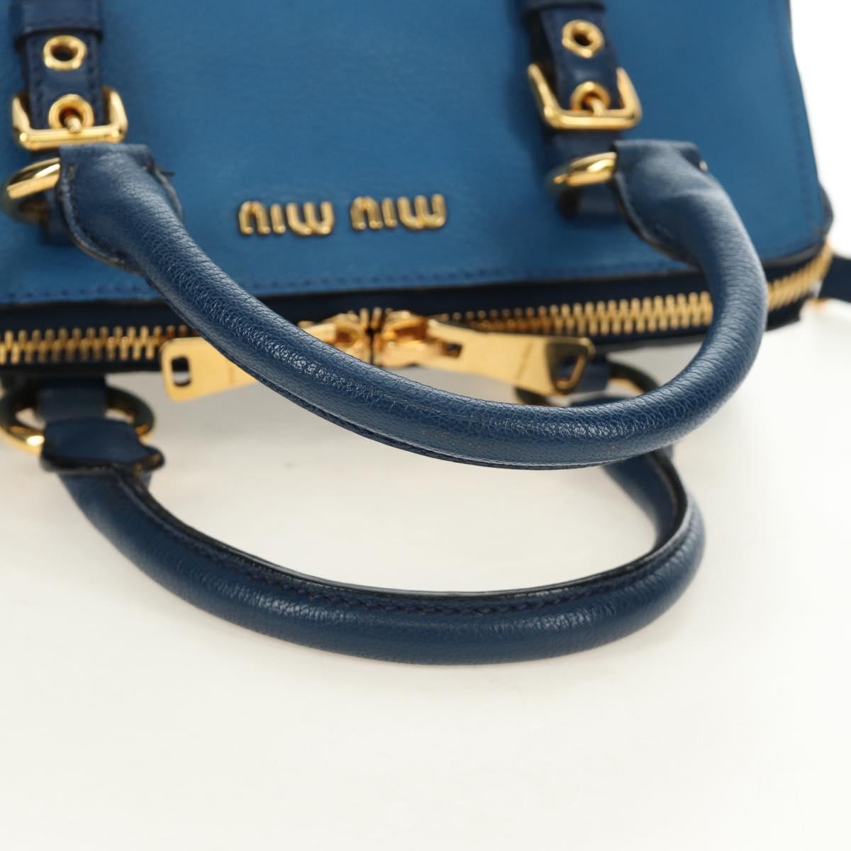 Miu Miu Hand Bag Leather 2way Blue Gold Auth 190326M