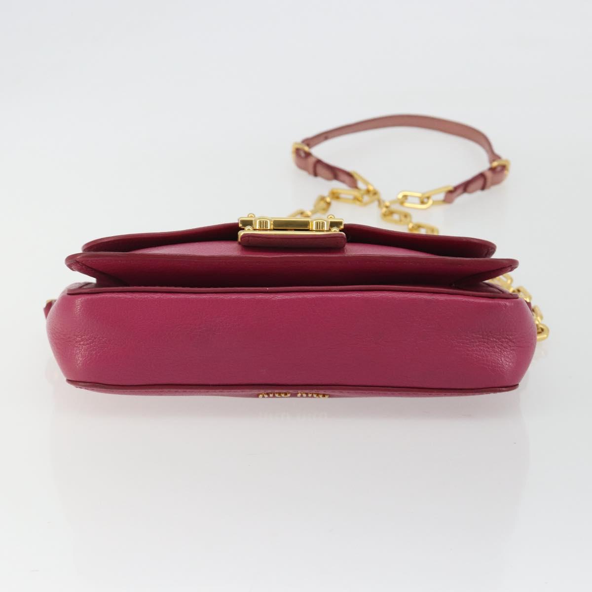 Miu Miu Shoulder Bag Leather Pink Gold Auth 190333A