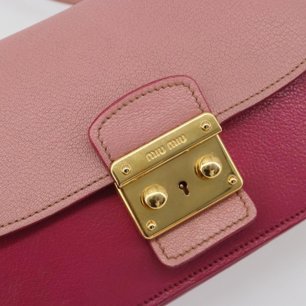 Miu Miu Shoulder Bag Leather Pink Gold Auth 190333A
