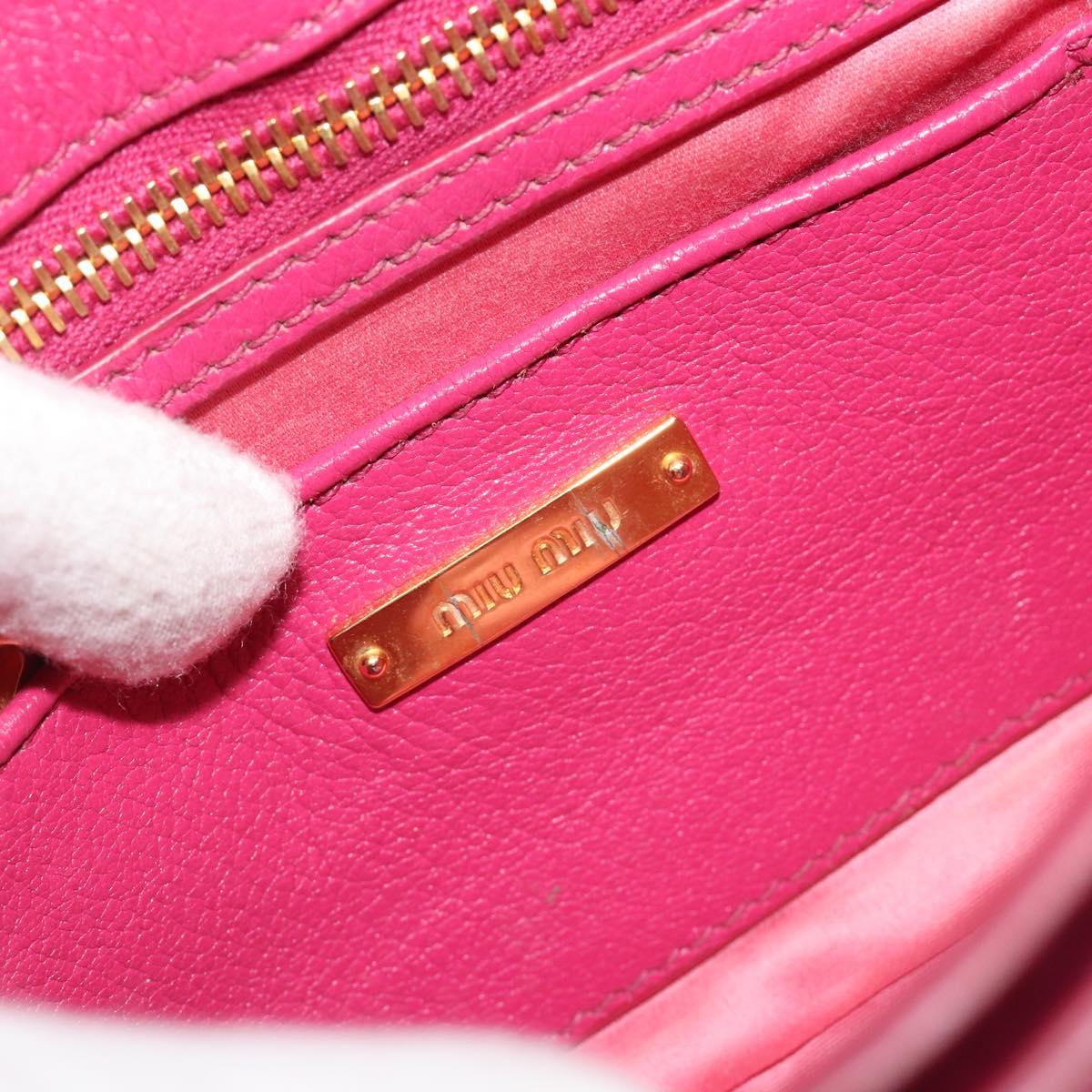 Miu Miu Shoulder Bag Leather Pink Gold Auth 190333A
