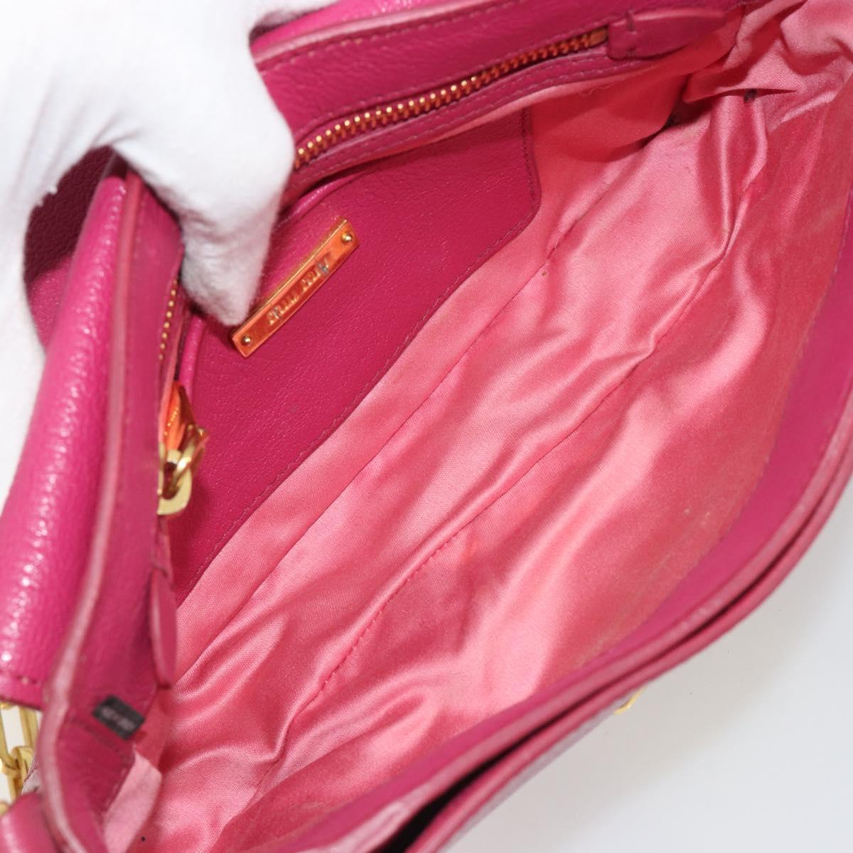 Miu Miu Shoulder Bag Leather Pink Gold Auth 190333A