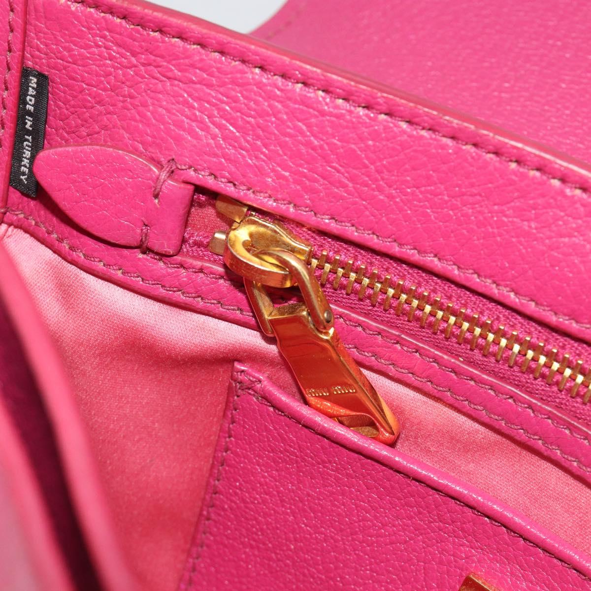 Miu Miu Shoulder Bag Leather Pink Gold Auth 190333A