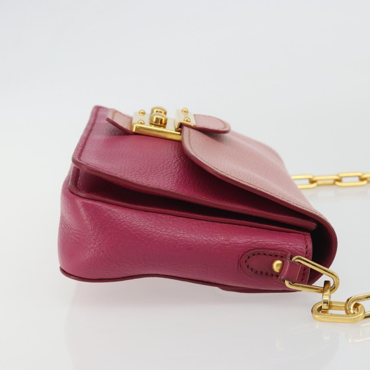Miu Miu Shoulder Bag Leather Pink Gold Auth 190333A