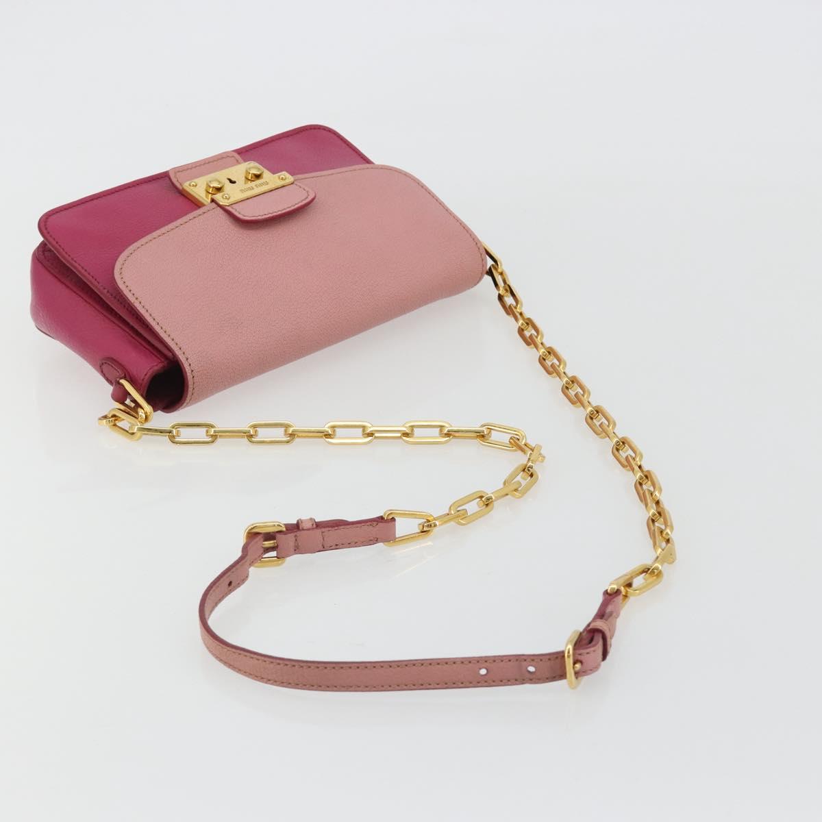 Miu Miu Shoulder Bag Leather Pink Gold Auth 190333A