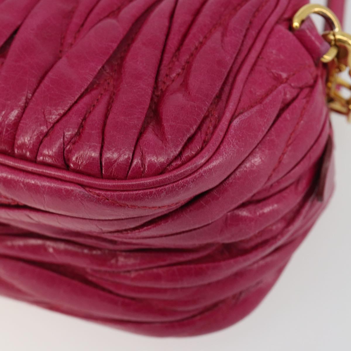 Miu Miu Matelasse Shoulder Bag Leather Pink Gold Auth 190334A