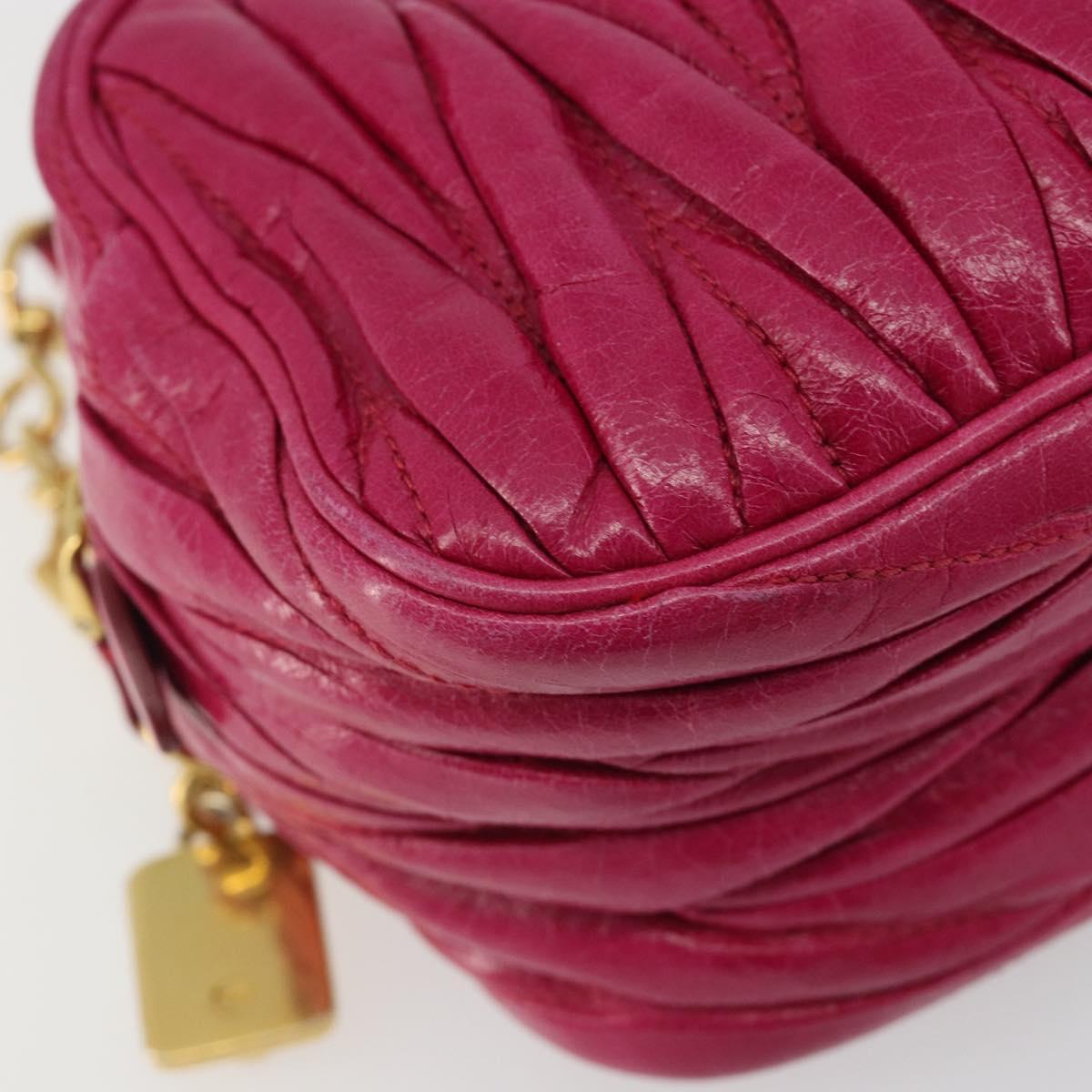Miu Miu Matelasse Shoulder Bag Leather Pink Gold Auth 190334A