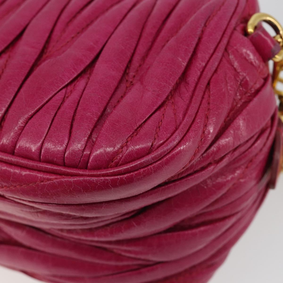 Miu Miu Matelasse Shoulder Bag Leather Pink Gold Auth 190334A