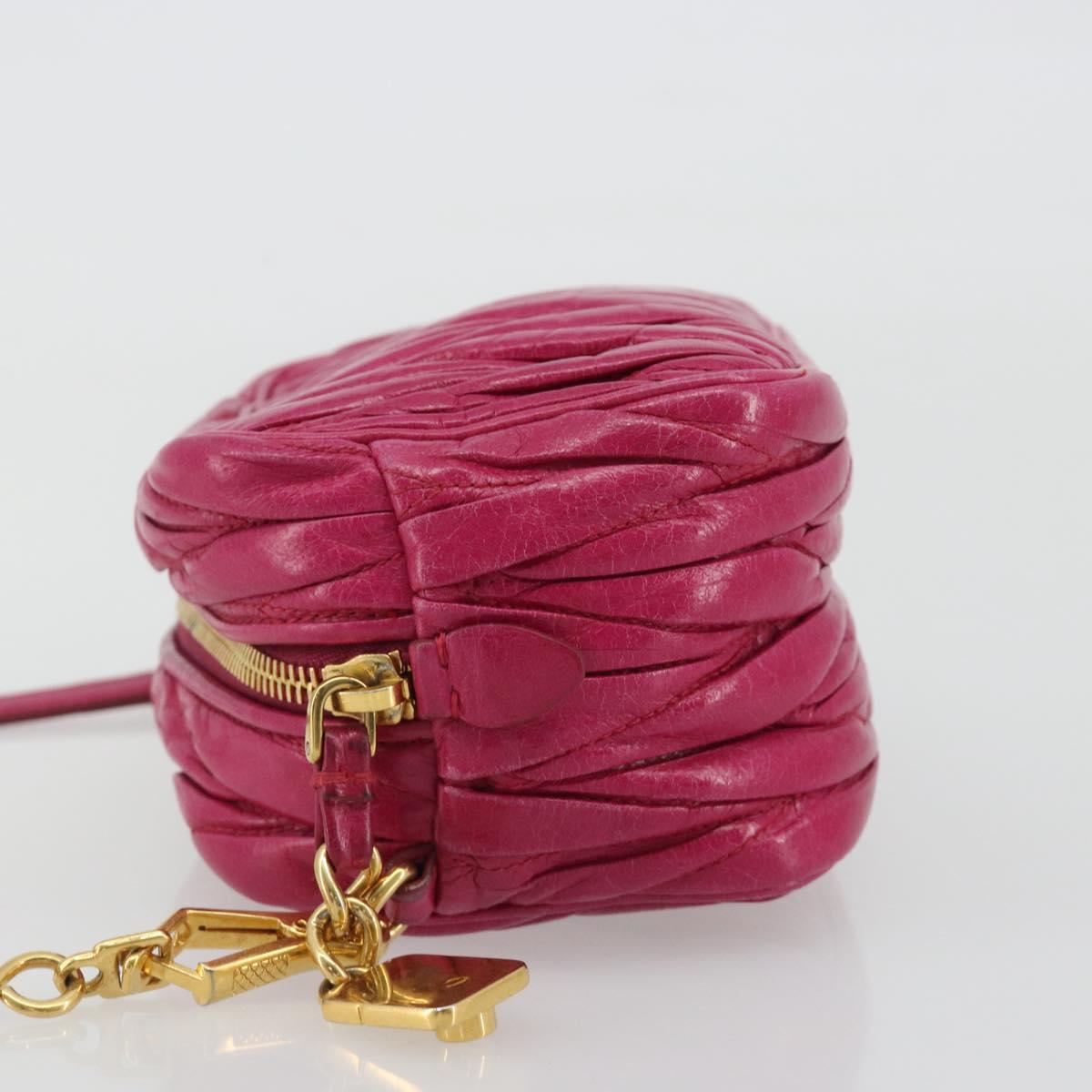 Miu Miu Matelasse Shoulder Bag Leather Pink Gold Auth 190334A