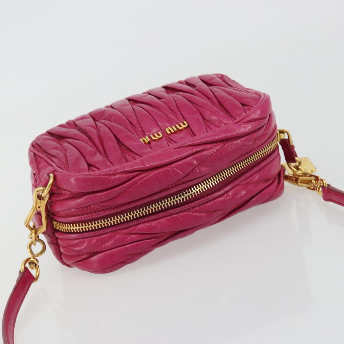 Miu Miu Matelasse Shoulder Bag Leather Pink Gold Auth 190334A