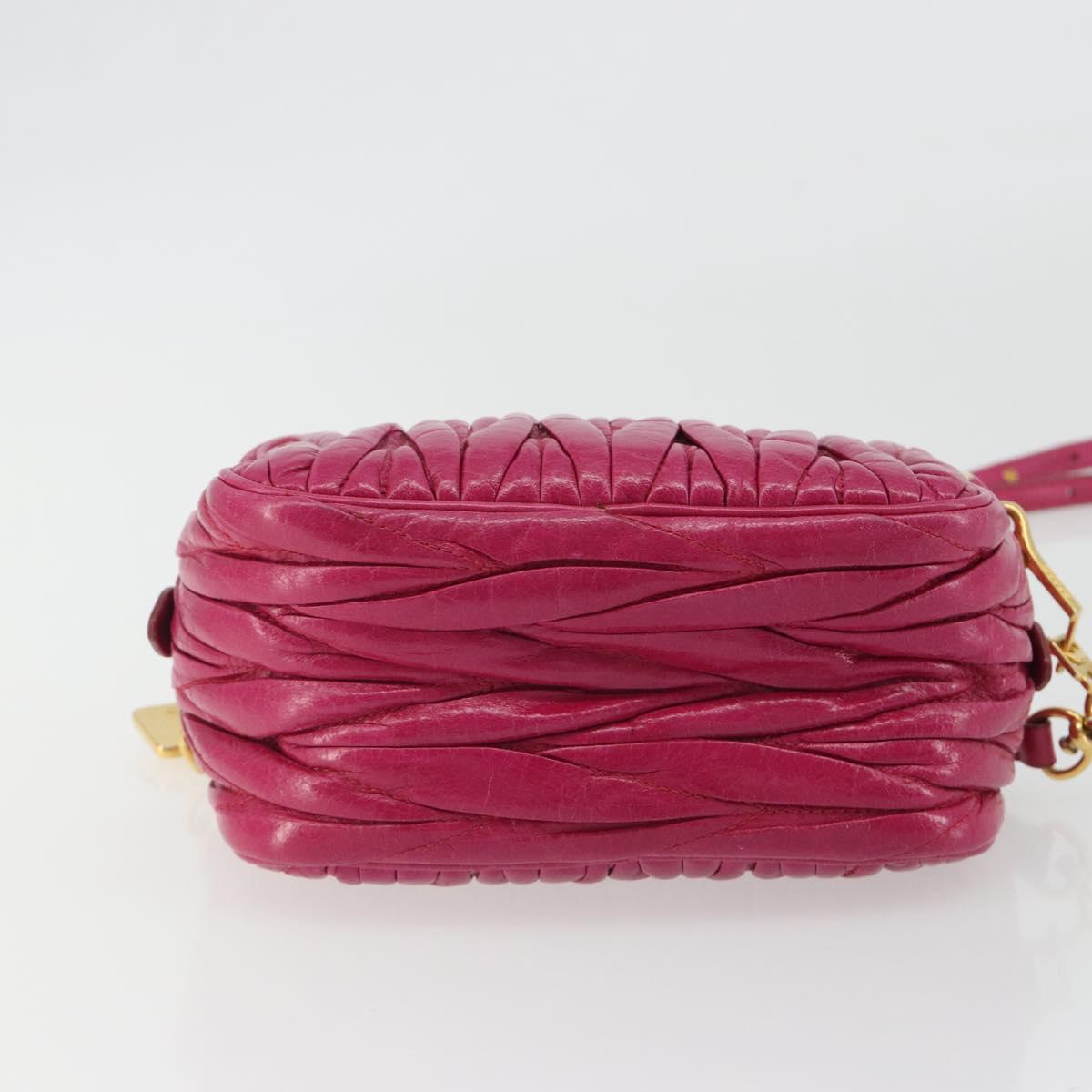 Miu Miu Matelasse Shoulder Bag Leather Pink Gold Auth 190334A
