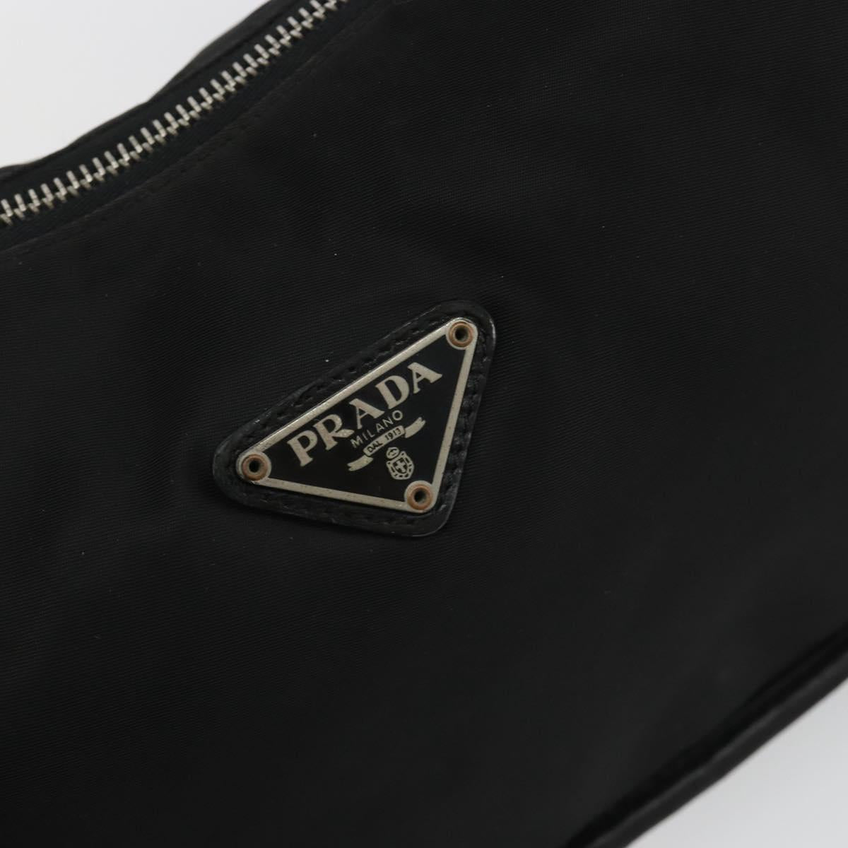 PRADA Shoulder Bag Nylon Black Silver Auth 190337A
