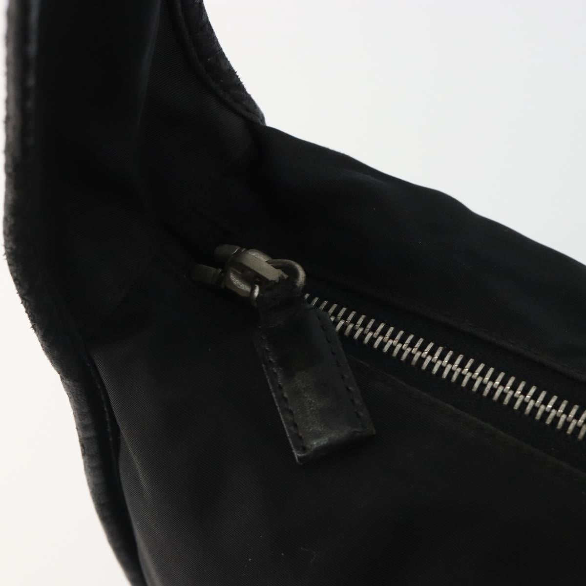 PRADA Shoulder Bag Nylon Black Silver Auth 190337A