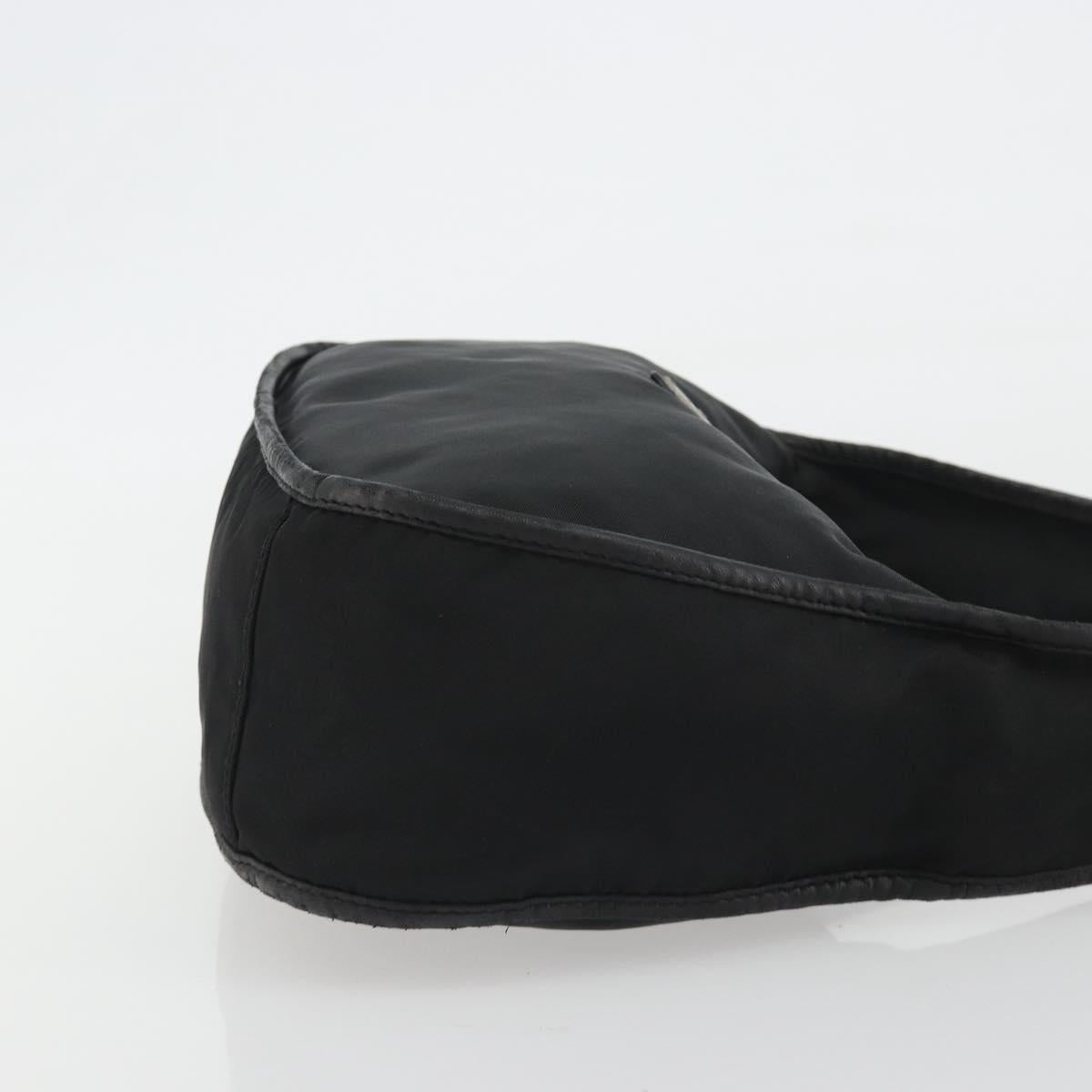 PRADA Shoulder Bag Nylon Black Silver Auth 190337A