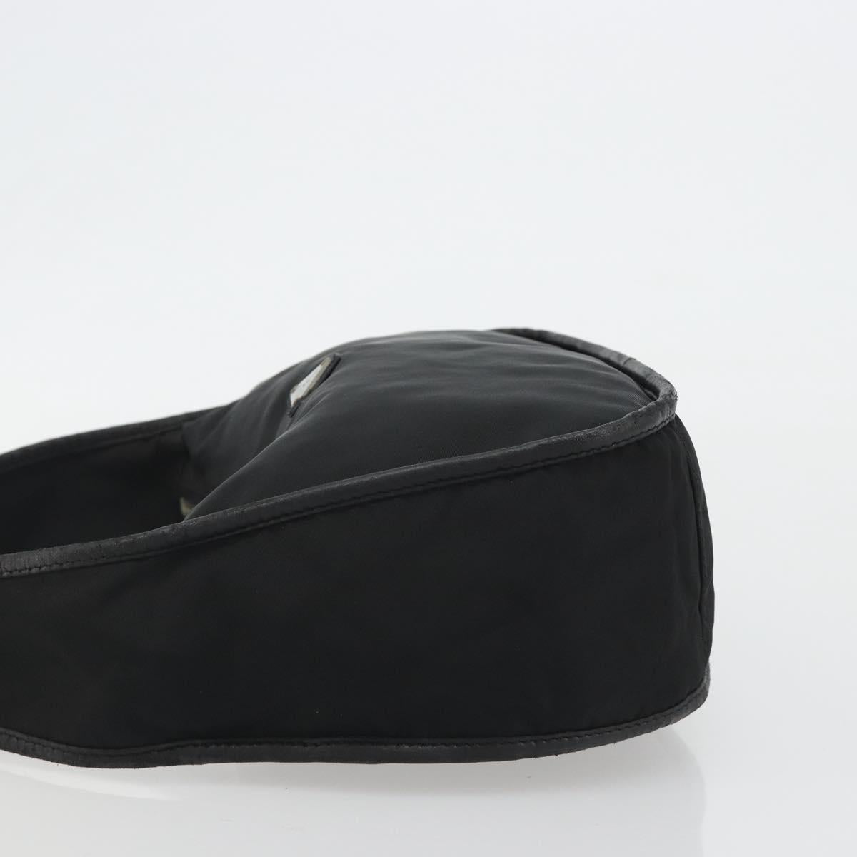 PRADA Shoulder Bag Nylon Black Silver Auth 190337A