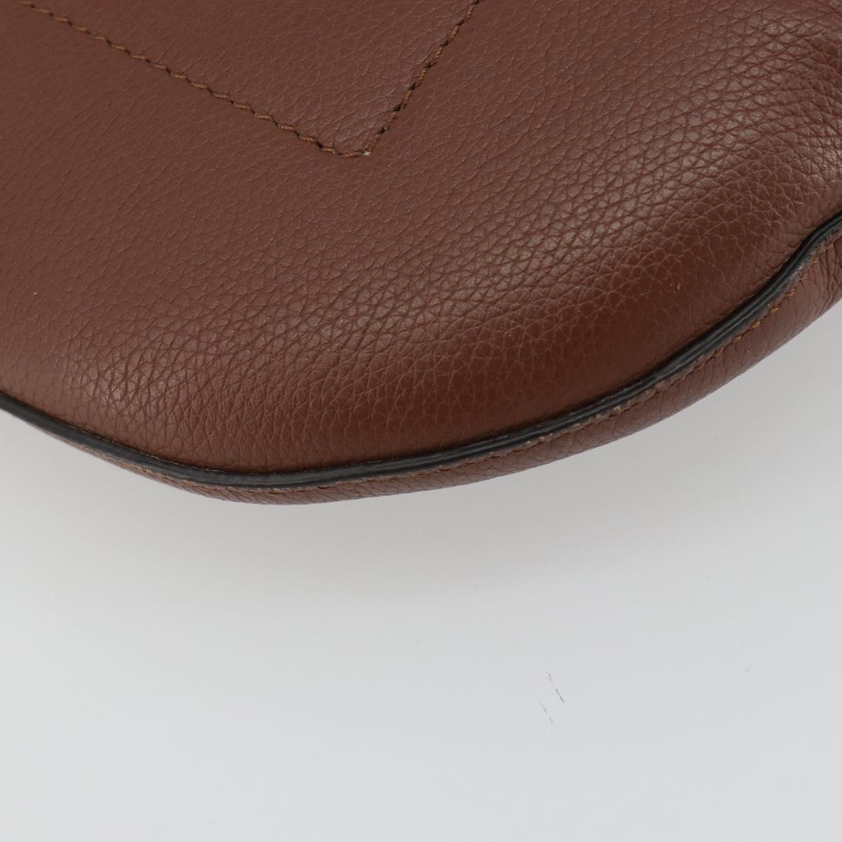 BURBERRY Shoulder Bag Leather Brown Gold Auth 190339A