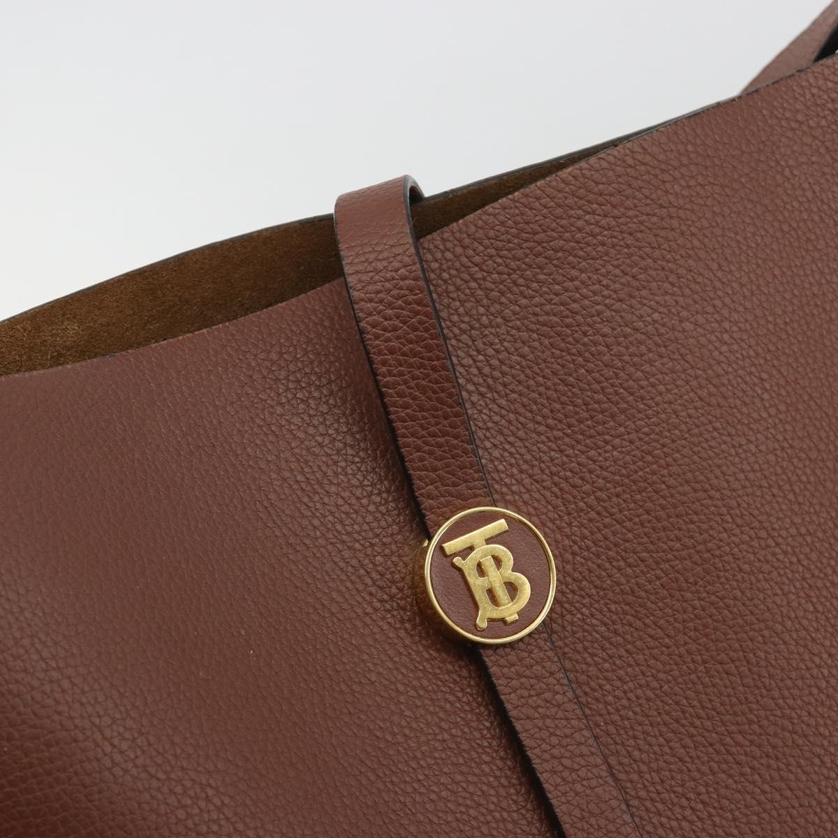 BURBERRY Shoulder Bag Leather Brown Gold Auth 190339A
