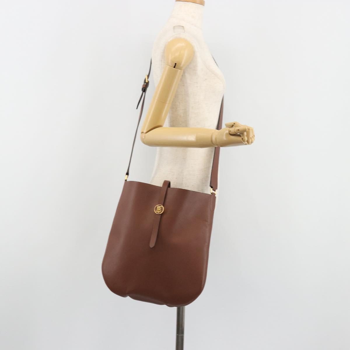 BURBERRY Shoulder Bag Leather Brown Gold Auth 190339A