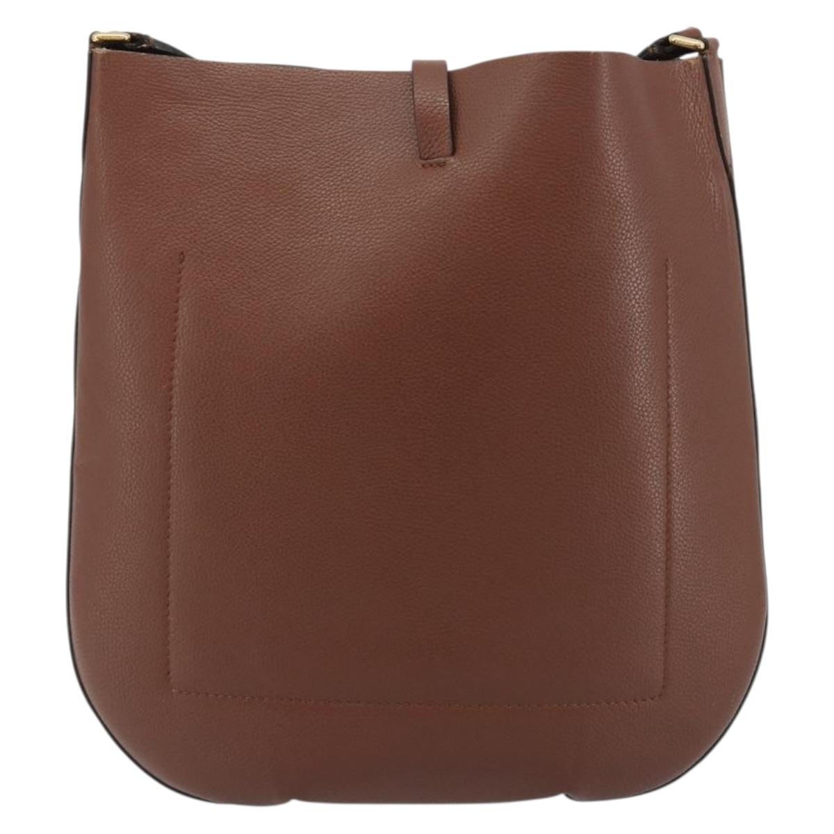 BURBERRY Shoulder Bag Leather Brown Gold Auth 190339A