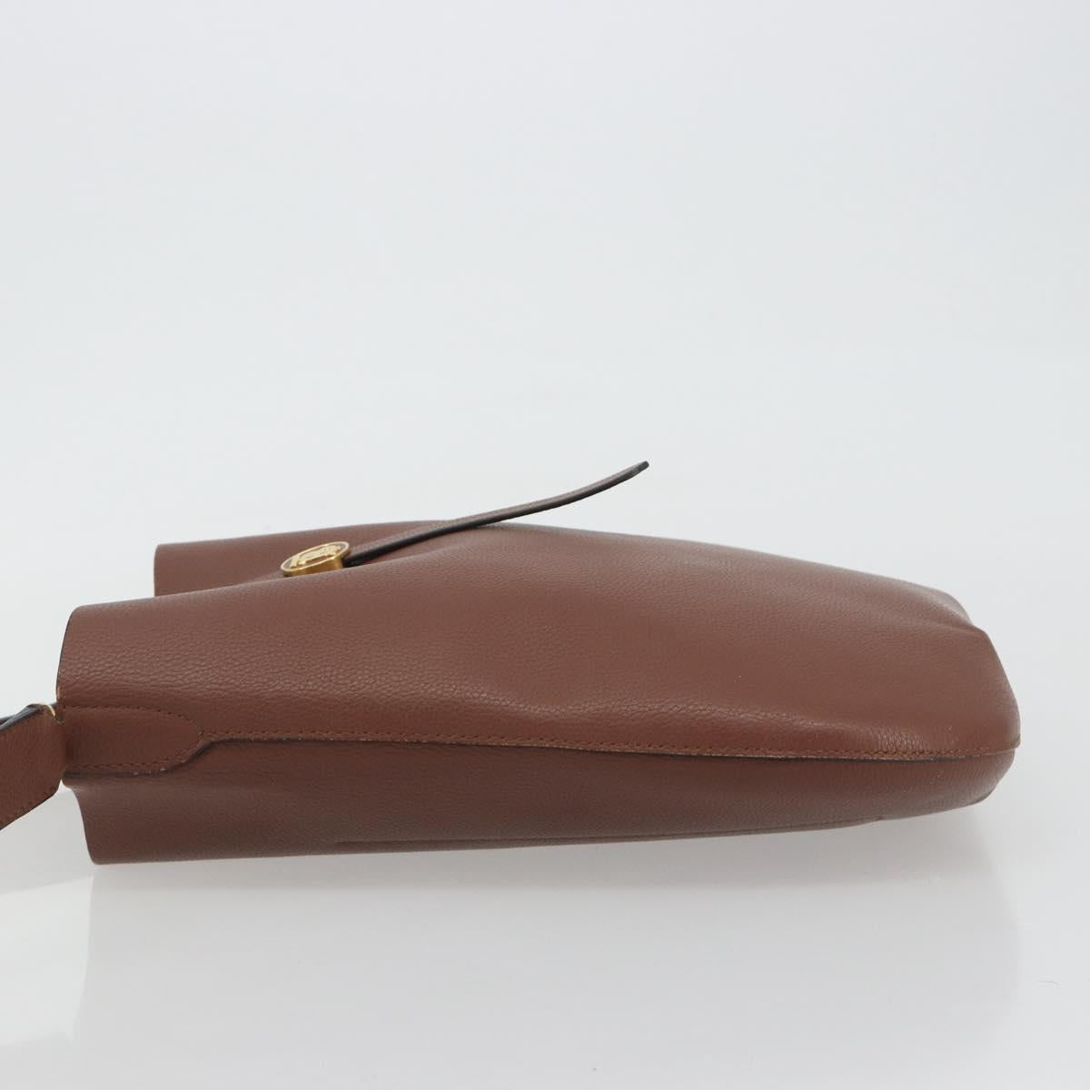 BURBERRY Shoulder Bag Leather Brown Gold Auth 190339A