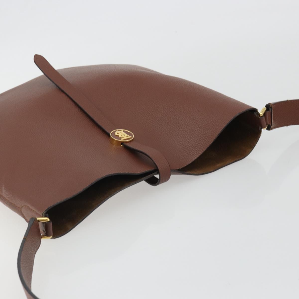 BURBERRY Shoulder Bag Leather Brown Gold Auth 190339A