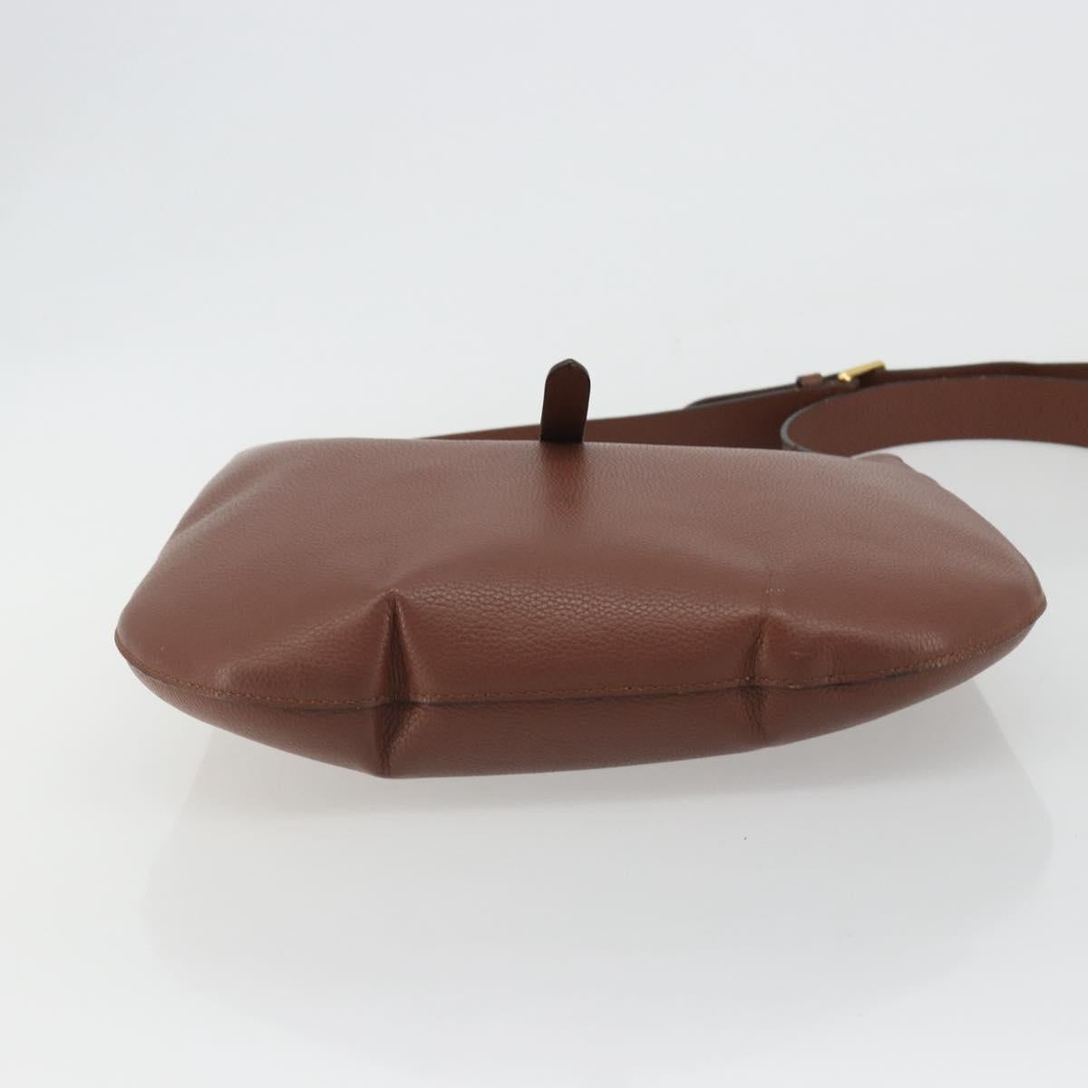BURBERRY Shoulder Bag Leather Brown Gold Auth 190339A