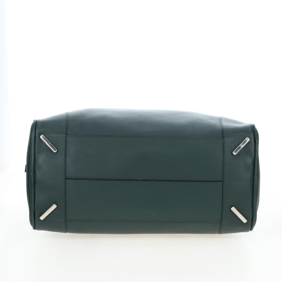 LOEWE Amazona 44 Boston Bag Leather Green Silver Auth 190342V