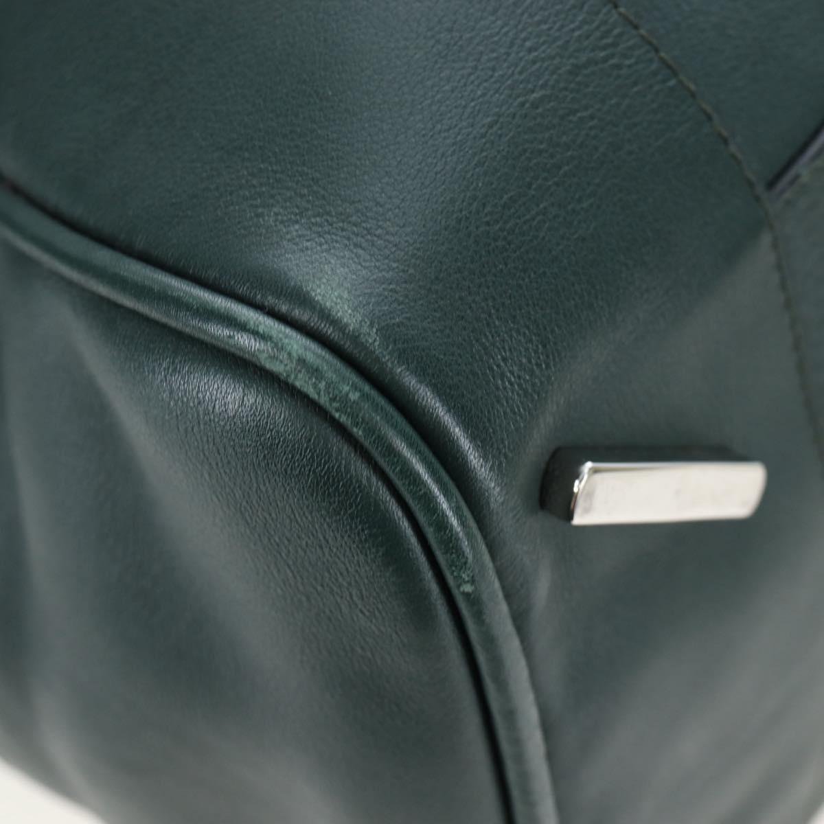 LOEWE Amazona 44 Boston Bag Leather Green Silver Auth 190342V