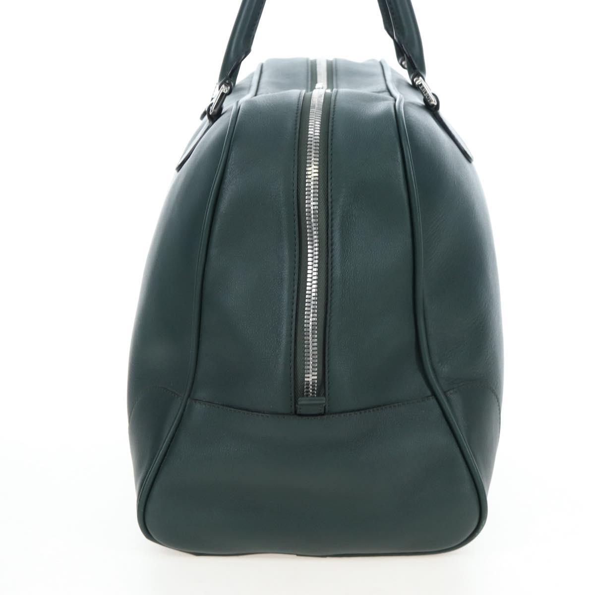 LOEWE Amazona 44 Boston Bag Leather Green Silver Auth 190342V