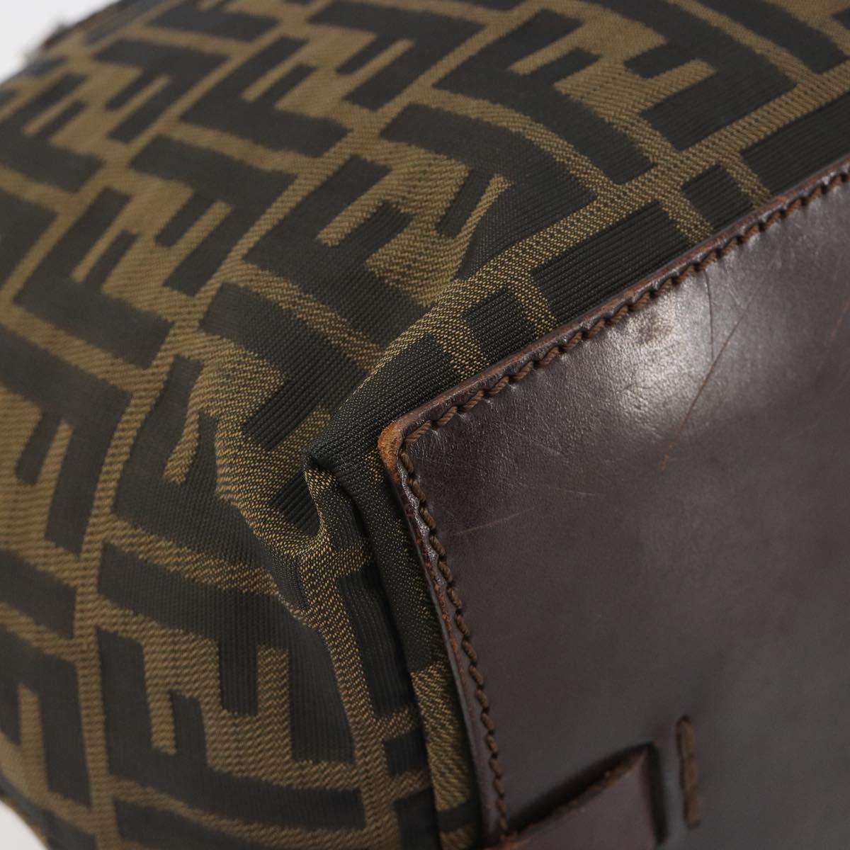 FENDI Zucca Canvas Hand Bag Black Brown Auth 190346