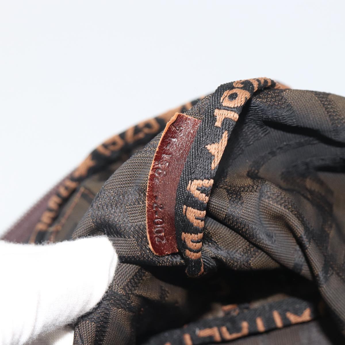 FENDI Zucca Canvas Hand Bag Black Brown Auth 190346