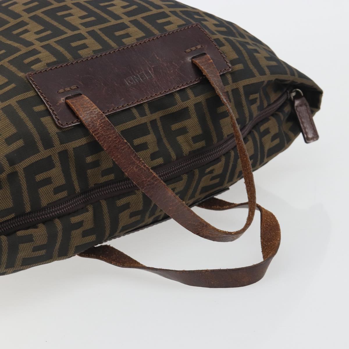 FENDI Zucca Canvas Hand Bag Black Brown Auth 190346