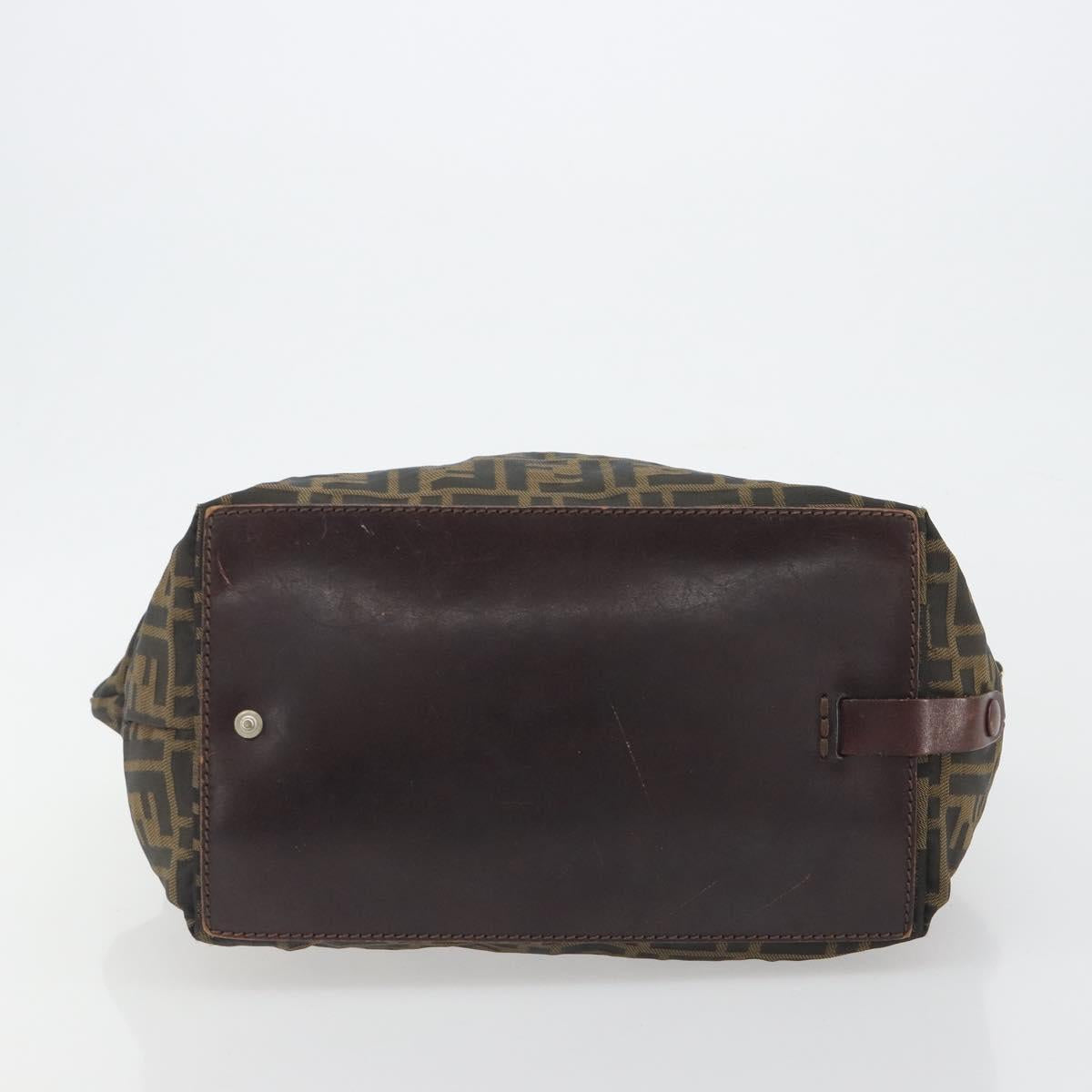 FENDI Zucca Canvas Hand Bag Black Brown Auth 190346
